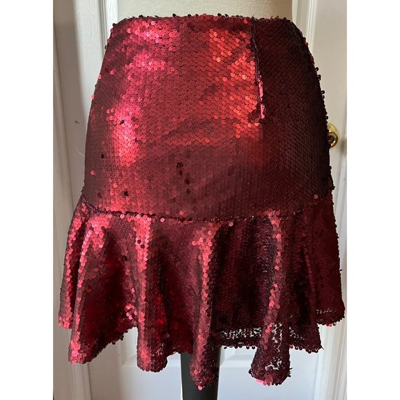 TCEC Red Sequin Mini Skirt Sz Large Womens Fun Flirty Night Out Skirt - Picture 6 of 8